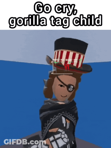 A Picture Of A Gorilla Tag Child With A Top Hat On GIF