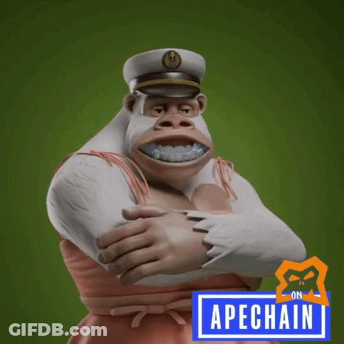 Gorilla In Pink Dress And Captain Hat GIF