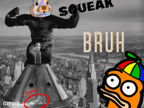 A Picture Of A Gorilla With A Squirrel Head And The Words Bruh Above It GIF