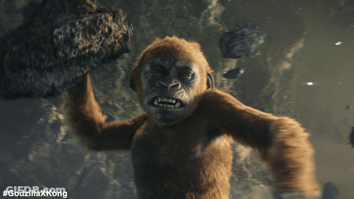 A Picture Of A Gorilla With #Godzillaxkong On The Bottom GIF
