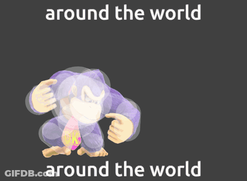 Gorilla With Around The World Text GIF