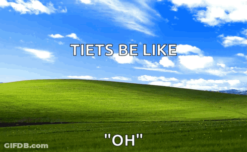 A Picture Of A Grassy Hill With The Words " Tiets Be Like " On It GIF