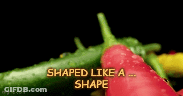 A Picture Of A Green Pepper And A Red Pepper With The Words Shaped Like A Shape GIF