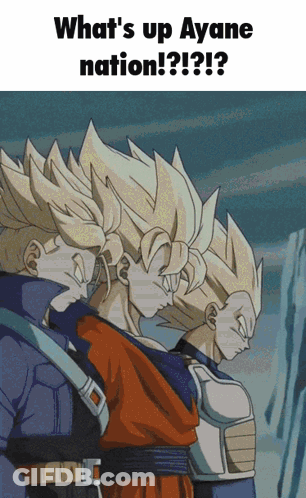 A Picture Of A Group Of Anime Characters With The Caption " What 'S Up Ayane Nation ! " GIF