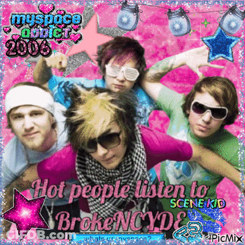 A Picture Of A Group Of People With The Words Hot People Listen To Brokencyds On The Bottom GIF