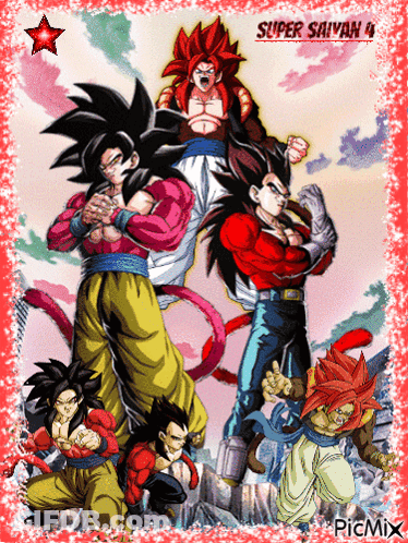 A Picture Of A Group Of Super Saiyan Characters GIF