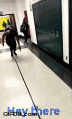 A Picture Of A Hallway With The Words Hey There GIF