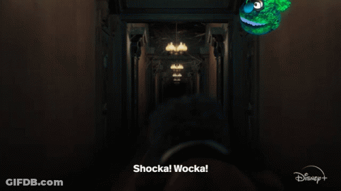 A Picture Of A Hallway With The Words Shocka Wocka On The Bottom Right GIF