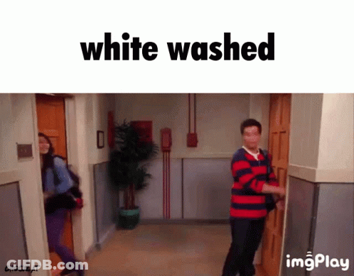 A Picture Of A Hallway With The Words White Washed On The Top GIF