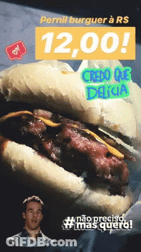 A Picture Of A Hamburger With A Price Of 12.00 On It GIF