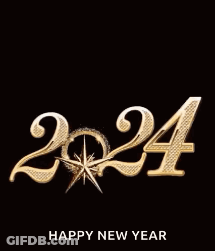 A Picture Of A Happy New Year Greeting Card With Fireworks In The Background . GIF