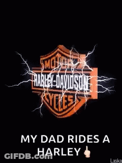 A Picture Of A Harley Davidson Logo With Lightning Coming Out Of It . GIF