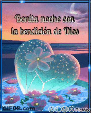 A Picture Of A Heart With A Flower Inside Of It And The Words Bonita Noche Con La Bendicion De Dios GIF