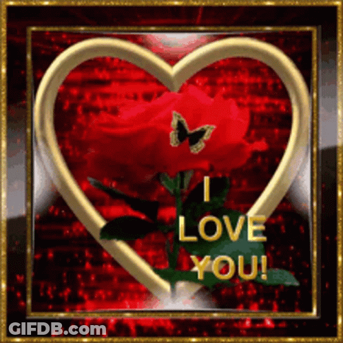 A Picture Of A Heart With A Rose And The Words " I Love You " GIF