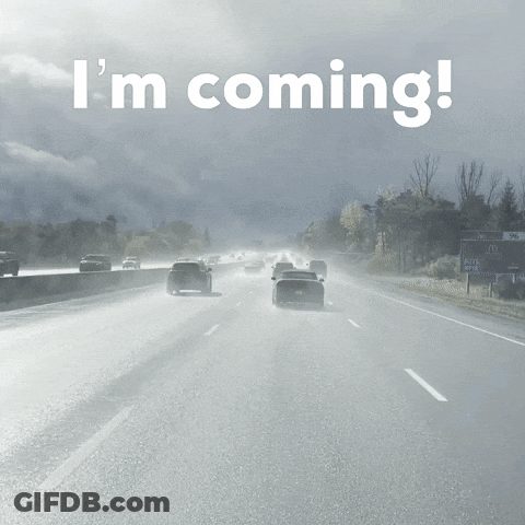 A Picture Of A Highway With The Words I 'M Coming Below It GIF