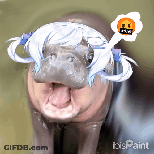 A Picture Of A Hippo With A Speech Bubble That Says # S16 GIF
