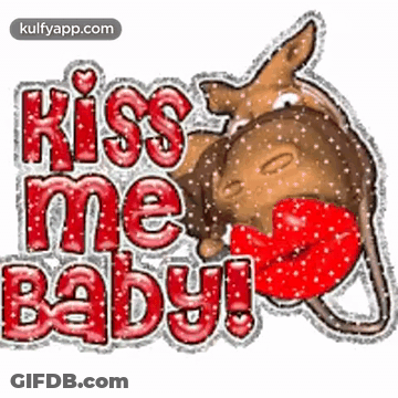 A Picture Of A Horse With A Heart In Its Mouth And The Words Kiss Me Baby . GIF