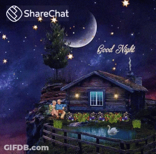 A Picture Of A House With The Words Good Night GIF