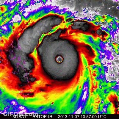 A Picture Of A Hurricane Taken By Mtsat On November 7 2013 GIF