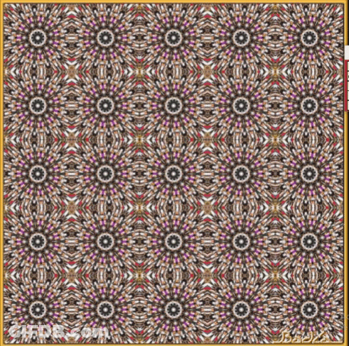 A Picture Of A Kaleidoscope With A Gold Frame And A Watermark GIF