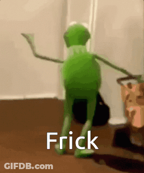 A Picture Of A Kermit The Frog Dancing With The Word Frick Written On The Bottom GIF