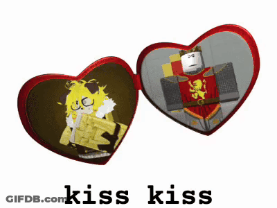 A Picture Of A Knight And A Girl In Hearts With The Words Kiss Kiss Underneath GIF