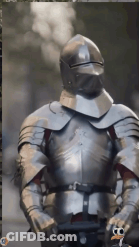 A Picture Of A Knight With A Turkey On The Bottom Left GIF