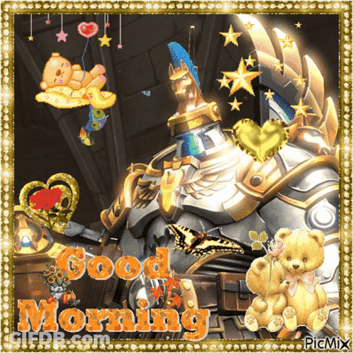 A Picture Of A Knight With The Words Good Morning GIF