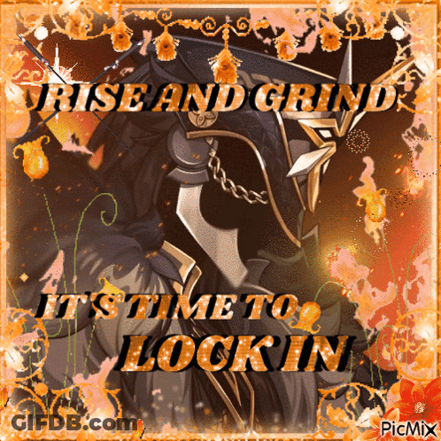 A Picture Of A Knight With The Words Rise And Grind On It GIF