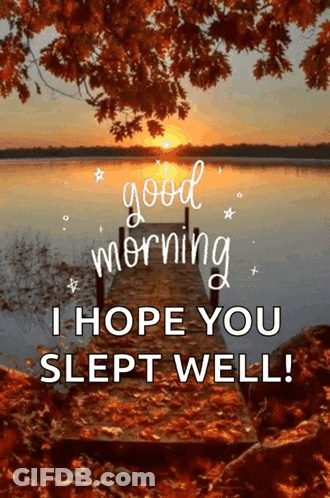 A Picture Of A Lake With The Words " Good Morning I Hope You Slept Well " On It GIF