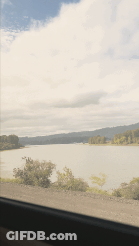 A Picture Of A Lake With The Words Shagarita Below It GIF