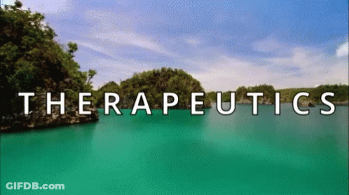 A Picture Of A Lake With The Words Therapeutics On It GIF