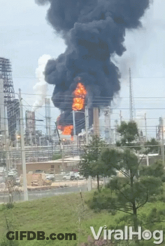 A Picture Of A Large Fire With The Words Viralhog On The Bottom GIF
