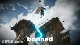 A Picture Of A Lightning Strike With The Word Banned Below It GIF