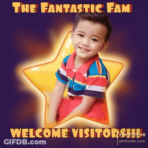 A Picture Of A Little Boy In A Star With The Words Welcome Visitor GIF