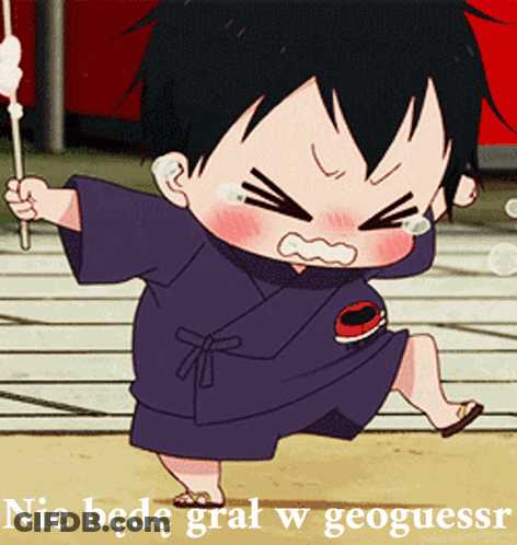 A Picture Of A Little Boy With The Words Nie Bede Gral W Geoguessr Below Him GIF