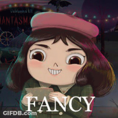A Picture Of A Little Girl With The Word Fancy On The Bottom GIF