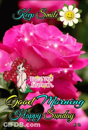 A Picture Of A Little Mermaid With The Words Good Morning Happy Sunday On It GIF