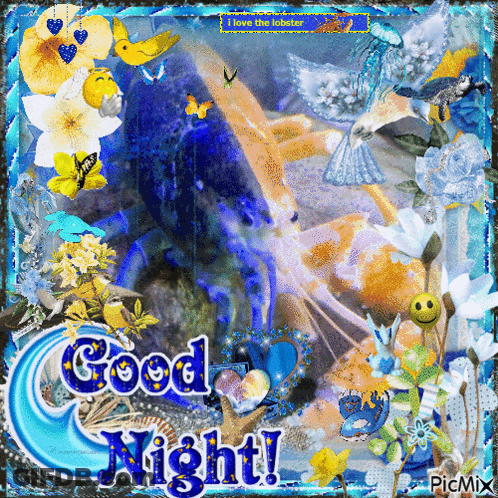 A Picture Of A Lobster With The Words Good Night GIF