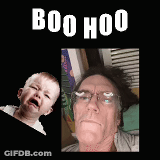 A Picture Of A Man And A Baby With The Words Boo Hoo On The Top GIF