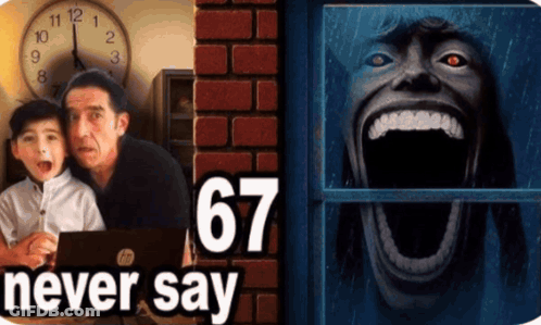 Man And Boy Next To Clock And 67 GIF