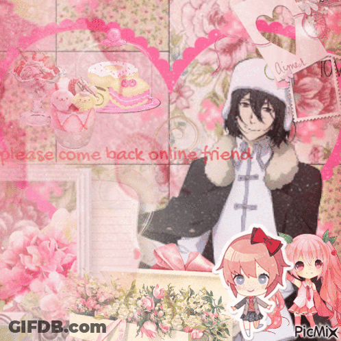 A Picture Of A Man And A Girl With The Words Please Come Back Online Friend GIF