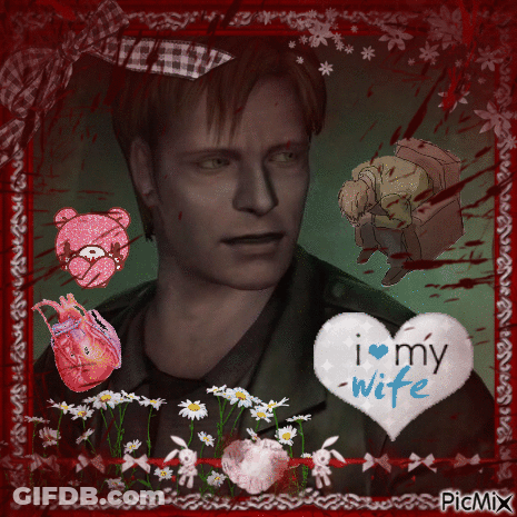 A Picture Of A Man And A Heart That Says " I Love My Wife " GIF