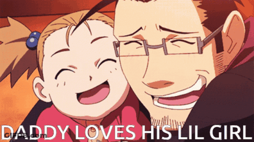 A Picture Of A Man And A Little Girl With The Words Daddy Loves His Lil Girl GIF