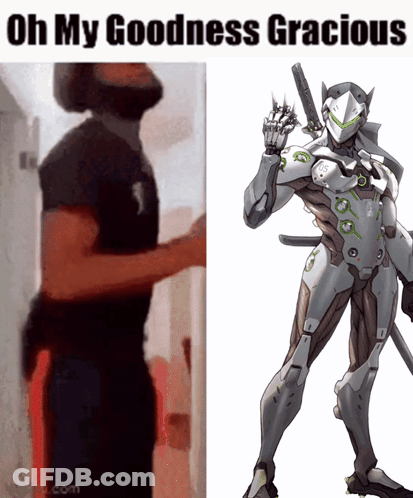 A Picture Of A Man And A Picture Of A Robot With The Words Oh My Goodness Gracious GIF