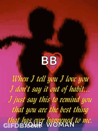 Man And Woman With Heart And When I Love You Text GIF