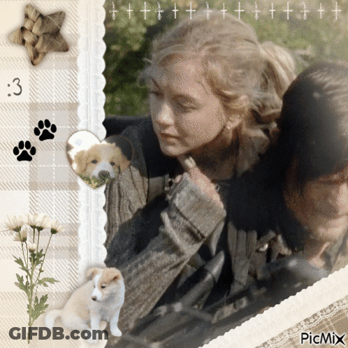 A Picture Of A Man And A Woman With A Picture Of A Puppy In The Corner And The Words Picmix At The Bottom GIF