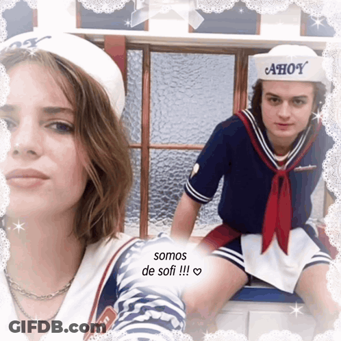 A Picture Of A Man And A Woman With The Caption Somos De Sofi !!! GIF