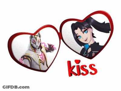 A Picture Of A Man And A Woman With The Word Kiss Below GIF