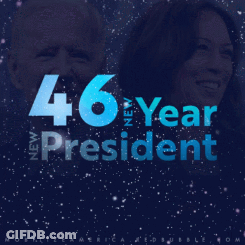 A Picture Of A Man And A Woman With The Words 46 Year President GIF